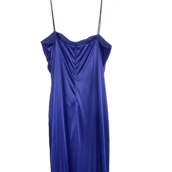 Reign On Bright Navy Blue Satin Speghetti Strap Formal Dress with Rhinestones L - Picture 9 of 9